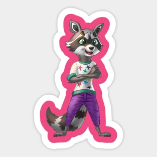 Stylish raccoon in violet pants Sticker